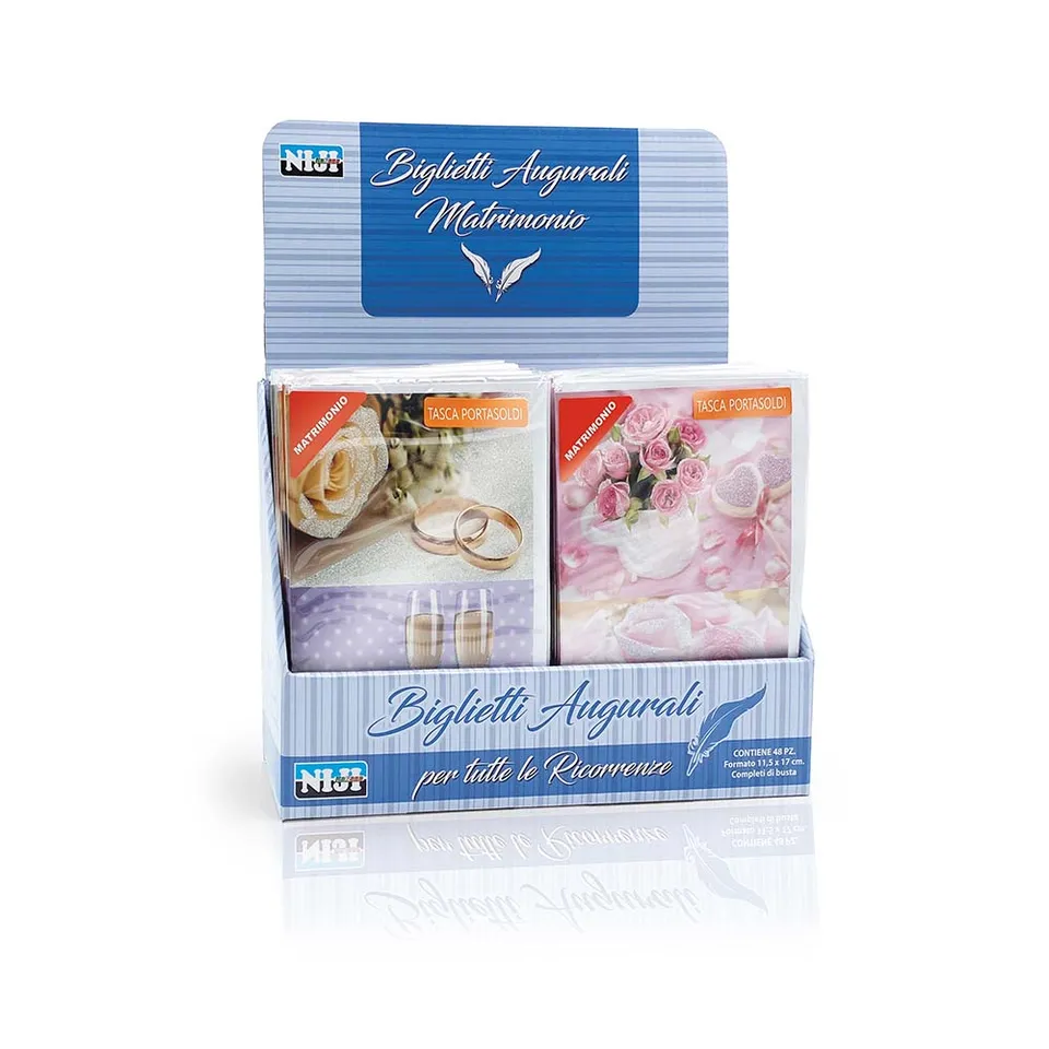 regalmente-biglietto-matrimonio-glitter-con-busta-espositore-48-pezzi-lebez image 1
