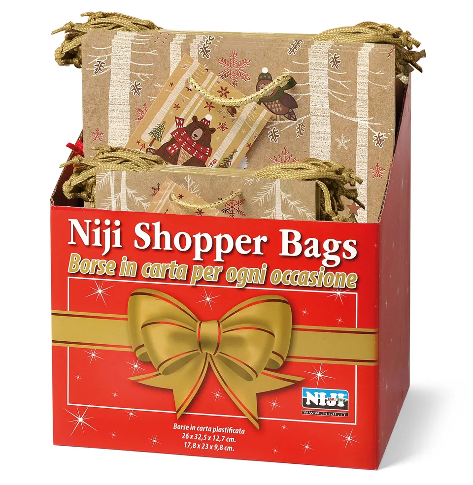 lebez-espositore-shopper-natale-in-carta-kraft-72-pezzi image 1