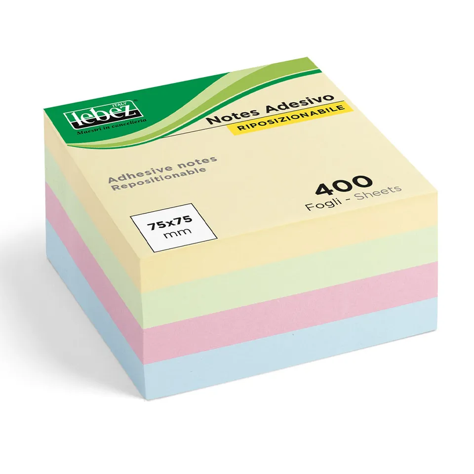 lebez-memo-stick-pastel-cubo-400-fogli-adesivi-75x75-mm image 1