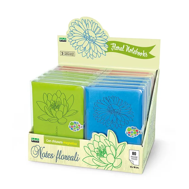 lebez-notebook-floral-13x18-cm-160-pagine-copertina-pu-chiusura-magnetica image 1