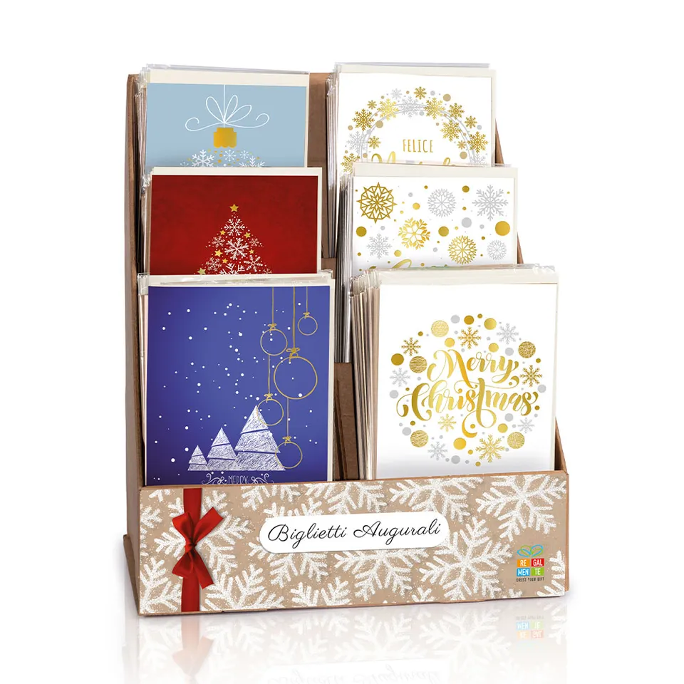 lebez-espositore-60-biglietti-natale-dorati-con-busta-81409-81410 image 1