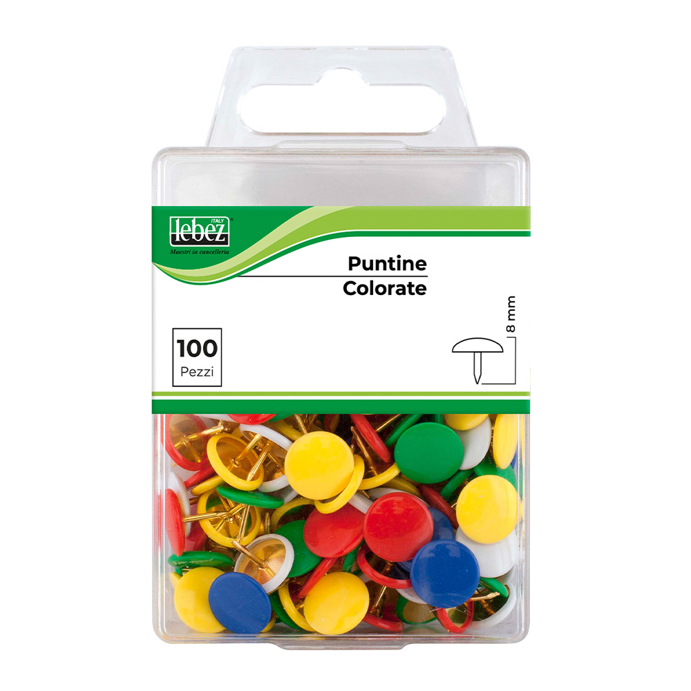 lebez-puntine-colorate-thumb-tacks-punta-metallo-1-cm-box-100-pezzi image 1