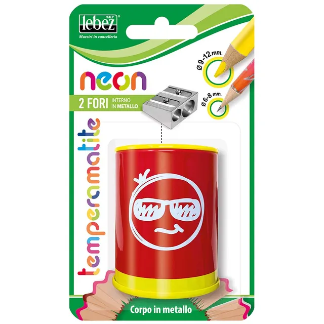 lebez-neon-temperamatite-2-fori-in-metallo-con-serbatoio image 1