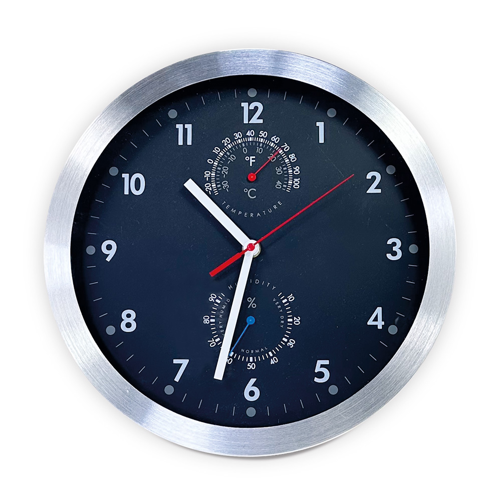 lebez-orologio-da-parete-in-alluminio-30-cm-con-termometro-e-igrometro image 2