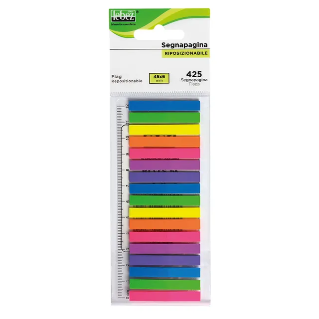 lebez-segnapagina-neon-425-pz-con-righello-set-17-blocchetti image 1