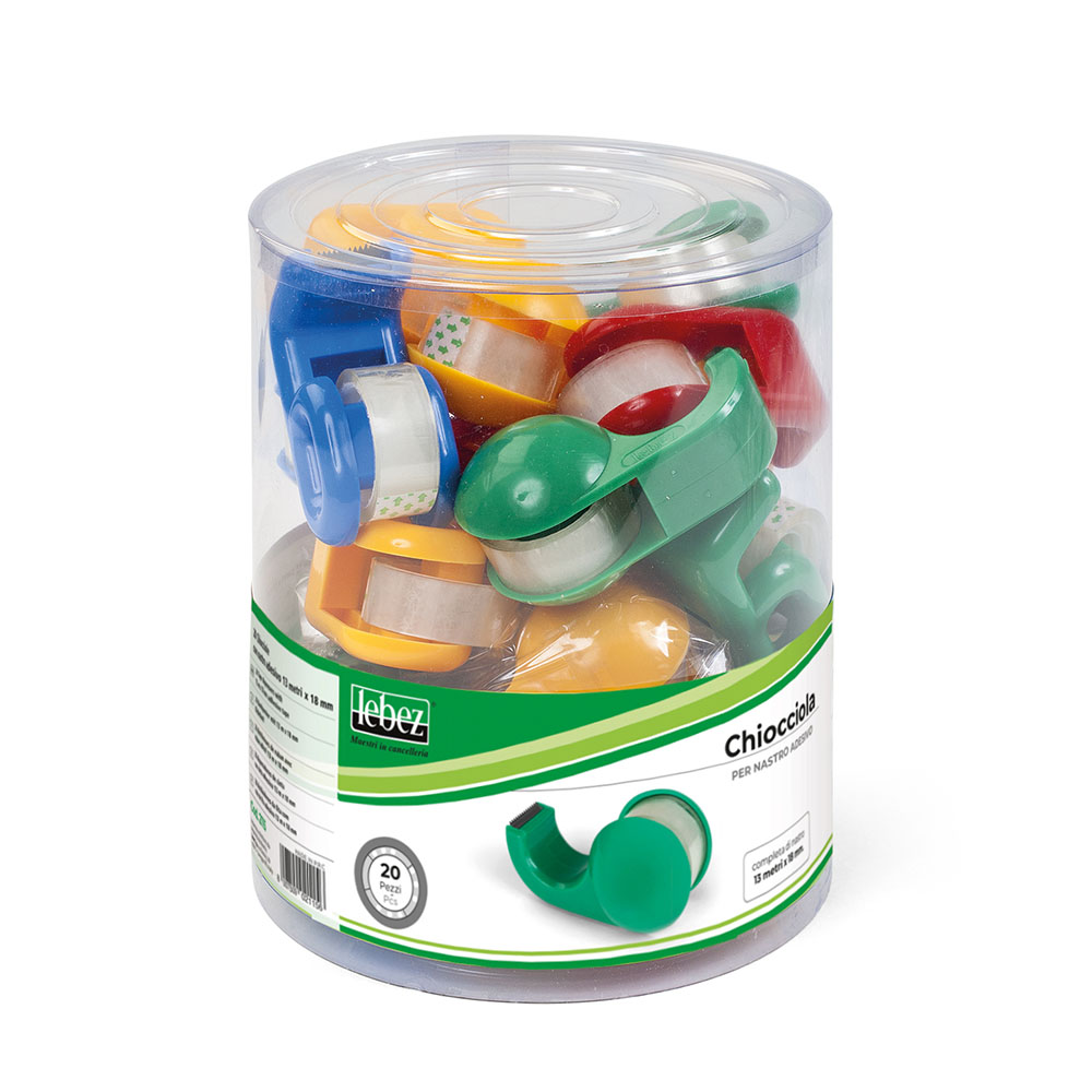 lebez-dispenser-nastro-adesivo-13m-x-18mm-barattolo-20-pezzi image 1