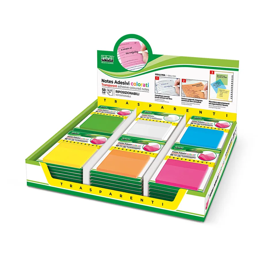 lebez-memo-stick-trasparenti-75x75-mm-blocchetto-50-fogli image 1