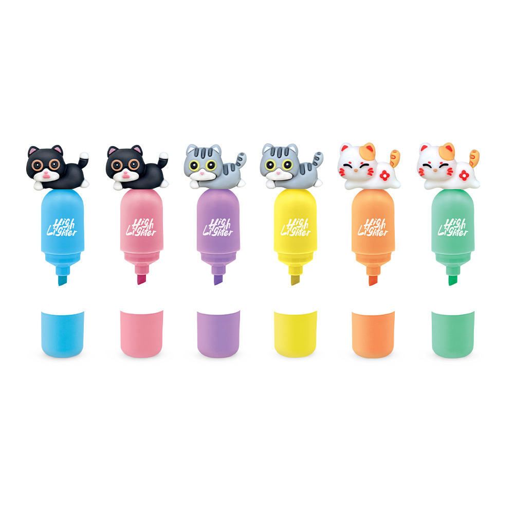 lebez-meow-set-6-mini-evidenziatori-pastello image 3