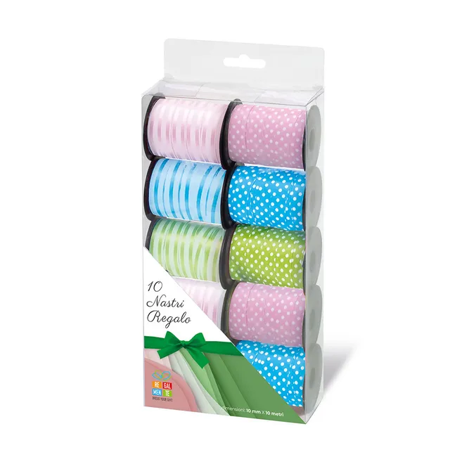 lebez-righe-pois-nastro-regalo-10-m-box-10-pezzi image 1
