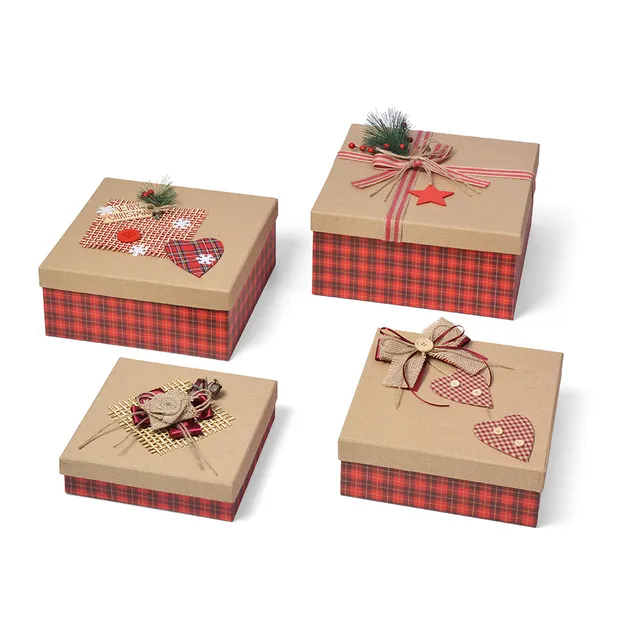 lebez-set-4-scatole-da-regalo-scozia-in-cartone-decorato-a-mano image 1