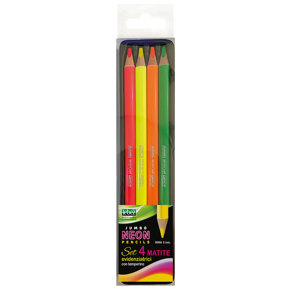 lebez-matita-evidenziatore-jumbo-neon-4-1-con-temperino image 1