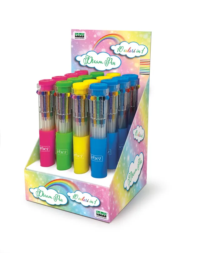 lebez-penna-a-scatto-10-colori-in-1-espositore-da-20-penne-multicolore image 1