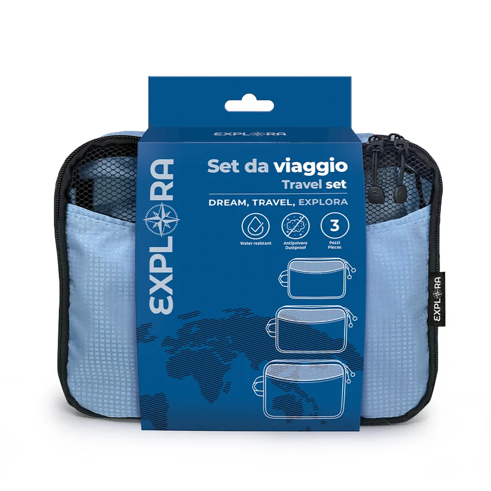 lebez-explora-set-viaggio-3-pezzi-pochette-l-m-s-con-rete-e-doppia-zip image 1