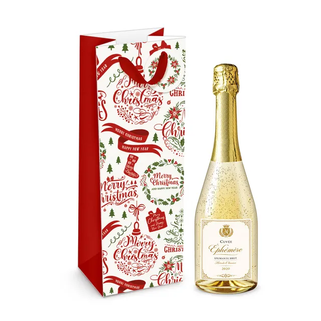 lebez-shopper-portabottiglia-merry-christmas-11-4x36x11-4-cm-con-biglietto image 1