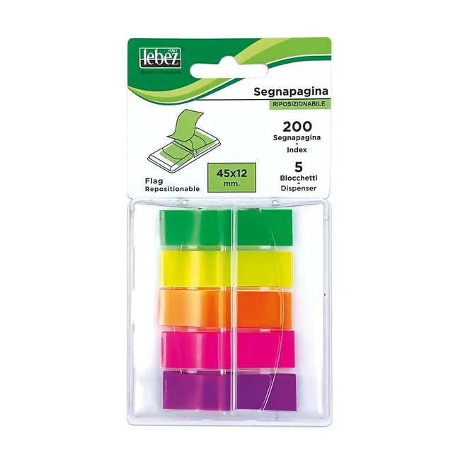 lebez-segnapagina-neon-200-pz-con-dispenser-45x12-mm image 1
