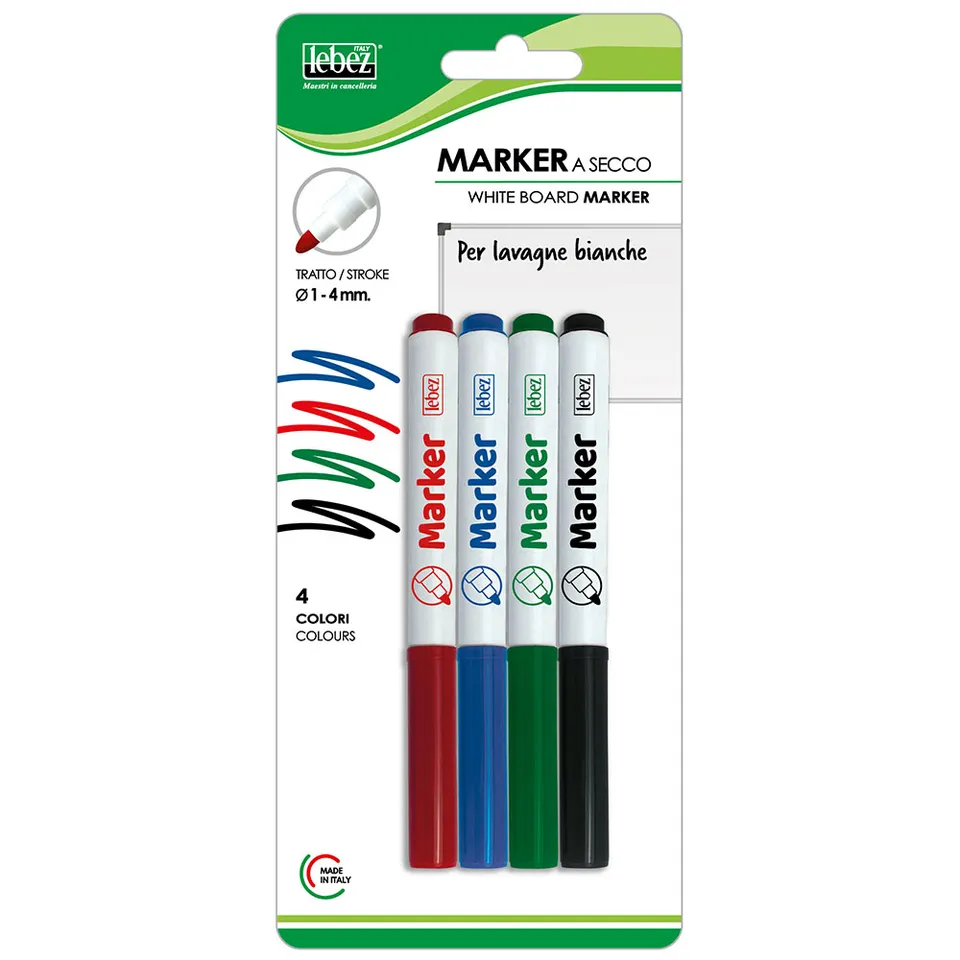 lebez-marker-a-secco-per-lavagna-bianca-1-4-mm-4-pezzi image 1