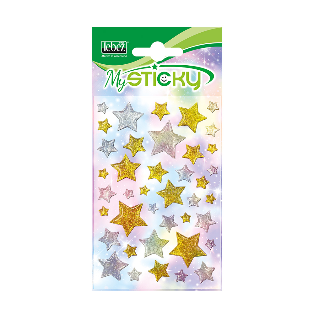 lebez-stickers-tridimensionali-stelline-oro-e-argento-in-blister image 1