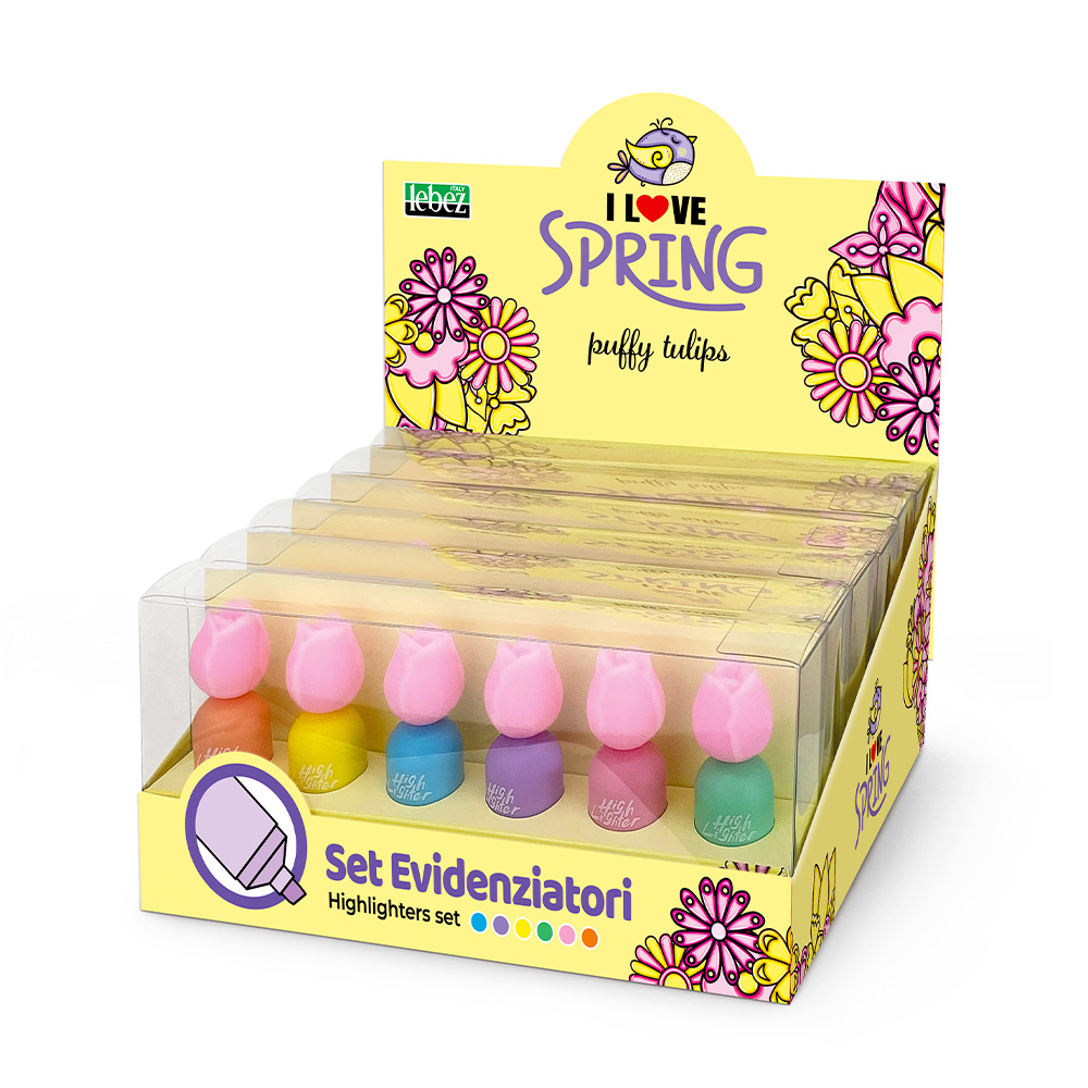 lebez-set-mini-puffy-tulips-evidenziatori-pastel-6-pezzi image 1