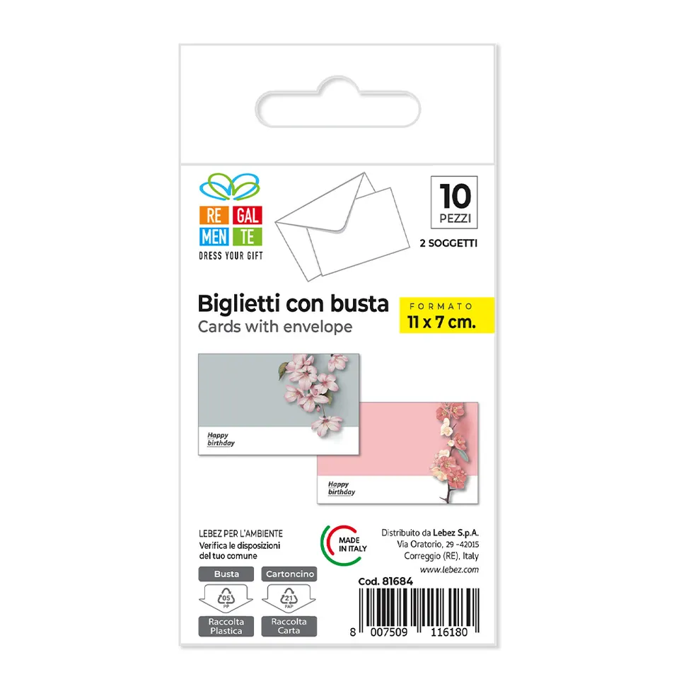 regalmente-biglietto-augurale-fantasia-11-x-7-cm-con-busta-confezione-10-pezzi image 1