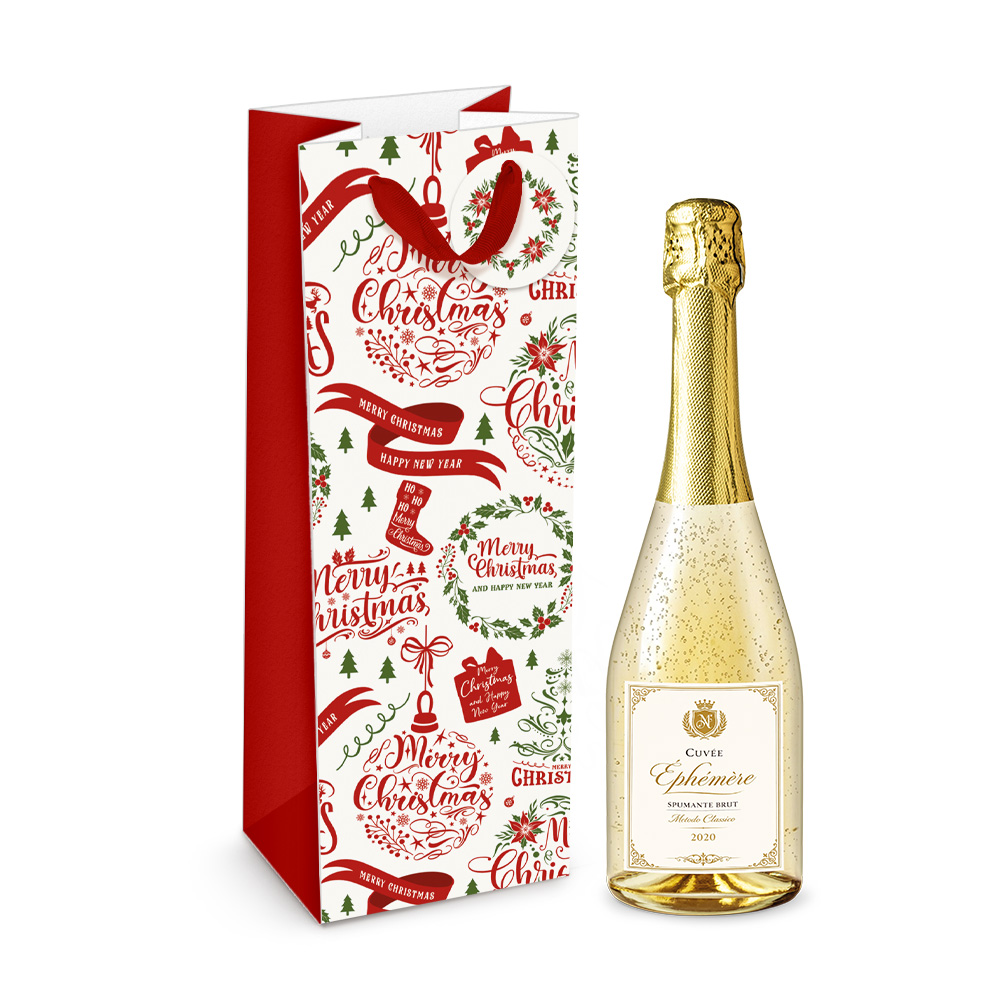 lebez-shopper-portabottiglia-merry-christmas-11-4x36x11-4-cm-con-biglietto image 1