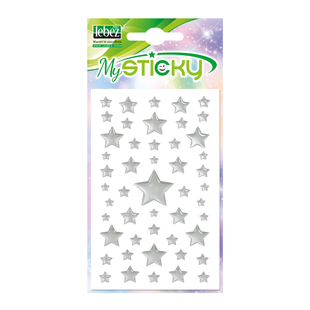 lebez-star-stickers-stelline-adesive-argento-gommate-in-blister image 1
