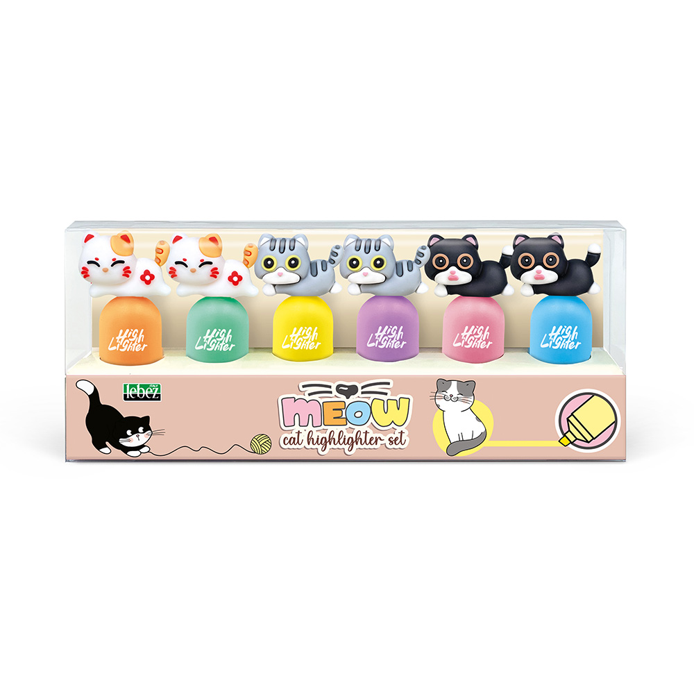 lebez-meow-set-6-mini-evidenziatori-pastello image 2