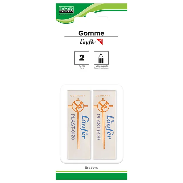 lebez-gomma-laufer-trasparente-blister-2-gomme-per-matite image 1