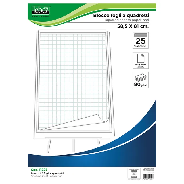 lebez-blocco-25-fogli-a-quadretti-per-lavagna-58-5x81-cm image 1