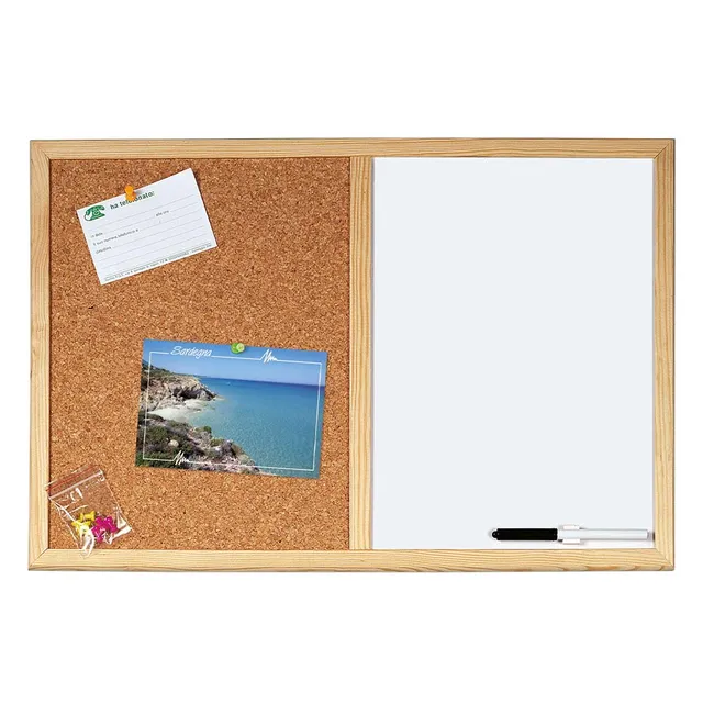 lebez-lavagna-doppia-60-x-40-cm-sughero-e-bianca-con-cornice-legno image 1