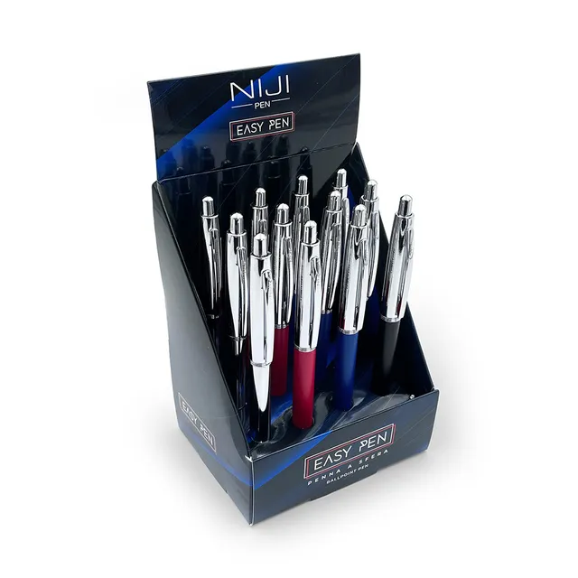 lebez-easy-pen-penna-a-sfera-metallo-cromato-espositore-12-pezzi image 1