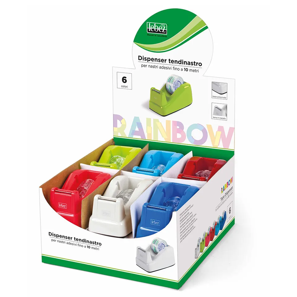 lebez-espositore-dispenser-rainbow-tendinastro-12-pezzi-6-colori image 1