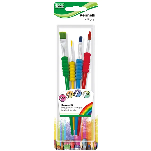 lebez-soft-grip-pennello-blister-4-pezzi-assortiti image 1