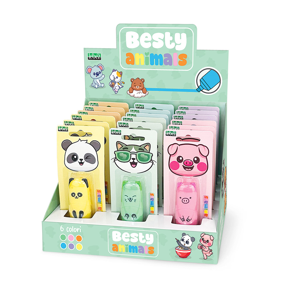 lebez-besty-animals-evidenziatore-pastello-blister-singolo-6-colori image 1