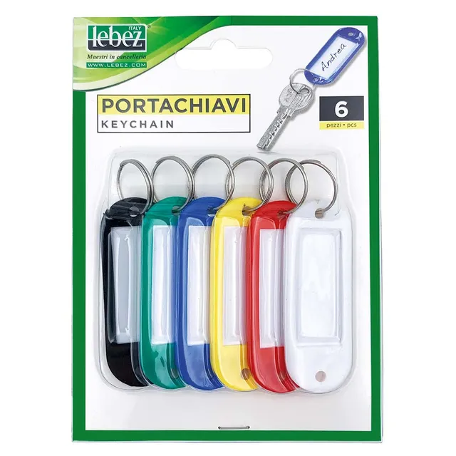lebez-targhetta-portachiavi-con-anello-metallo-blister-6-pezzi image 1
