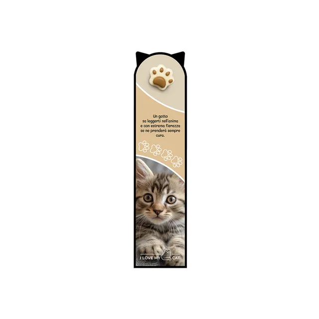 lebez-segnalibro-i-love-my-cat-in-cartoncino-sagomato-con-charms image 1