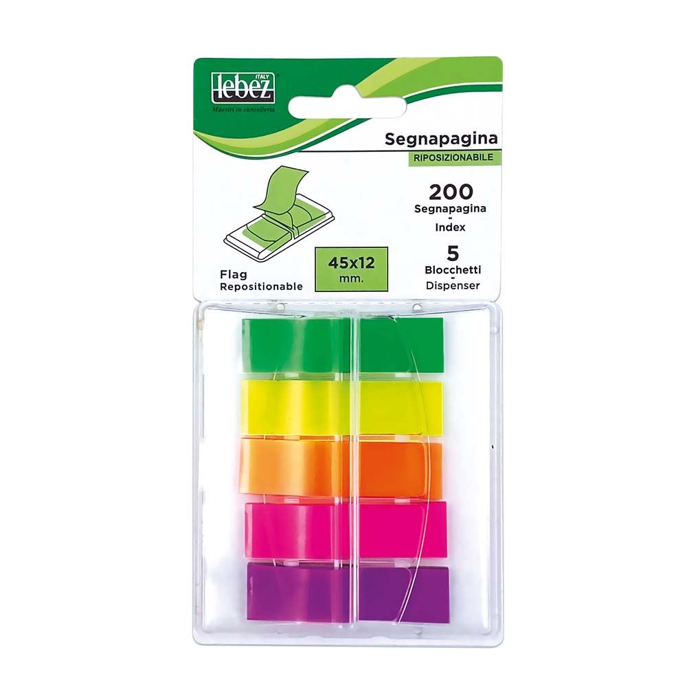 lebez-segnapagina-neon-200-pz-con-dispenser-45x12-mm image 1