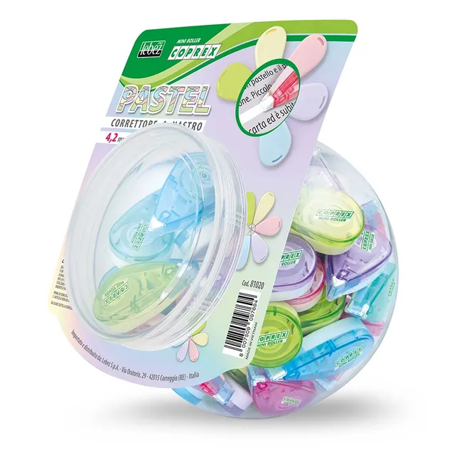 coprex-pastel-mini-correttore-a-nastro-4-2mm-x-7m-barattolo-50-pezzi image 1