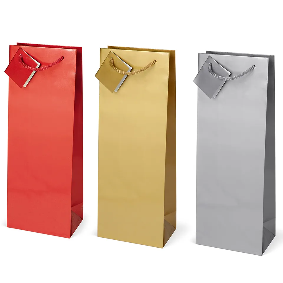 lebez-shopper-natalizia-tinta-unita-13x36x8-5-cm-carta-plastificata-lucida image 1
