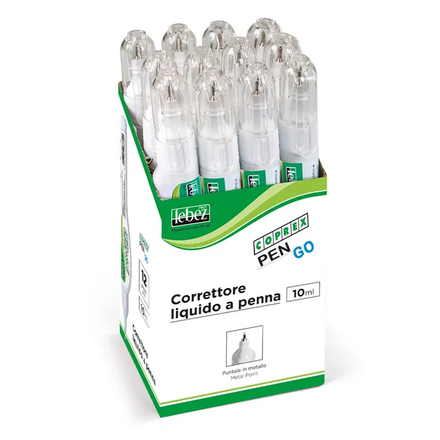 coprex-correttore-liquido-a-penna-10-ml-punta-metallo-lebez-box-12-pz image 1
