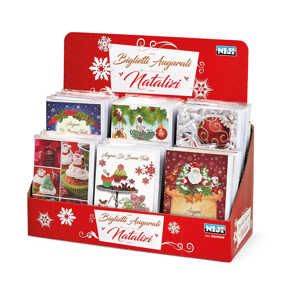 regalmente-biglietti-natale-glitterati-con-busta-espositore-60-pezzi image 1