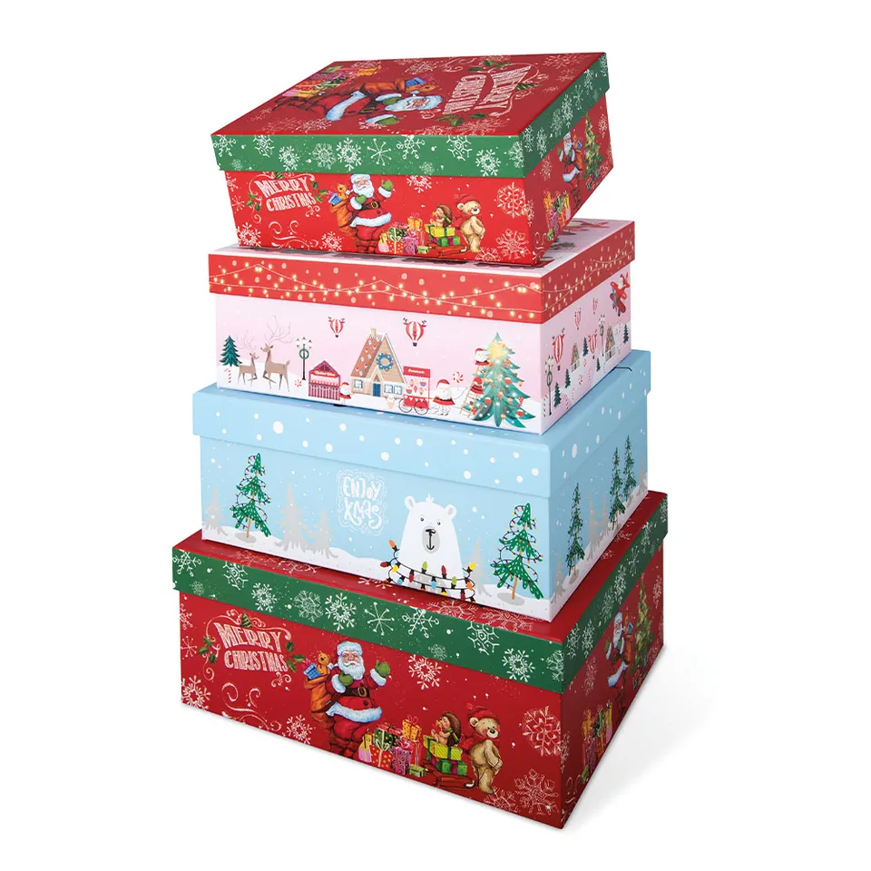 lebez-set-4-scatole-natale-santa-claus-in-cartone image 1
