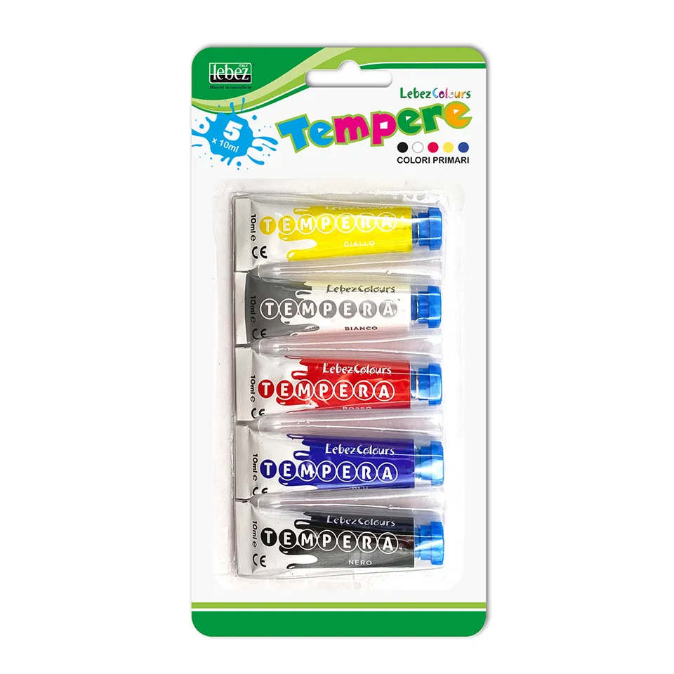 lebez-colori-a-tempera-5-tubetti-da-10-ml-primari-bianco-e-nero image 1