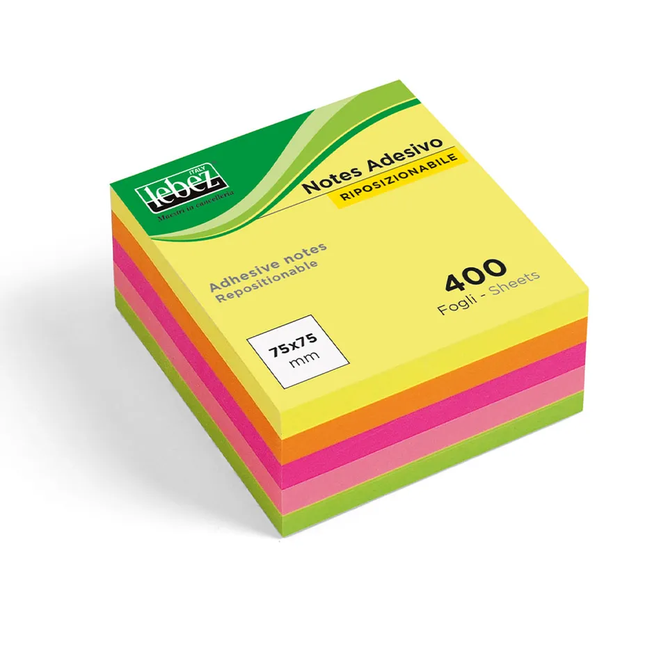lebez-memo-stick-neon-cubo-400-fogli-75-x-75-mm image 1