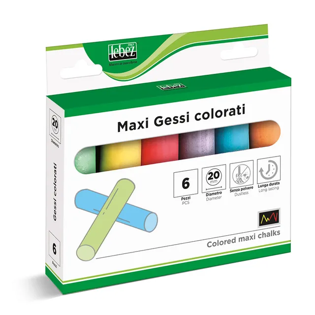 lebez-maxi-gessi-colorati-gessetti-colorati-20-mm-confezione-da-6-pezzi image 1