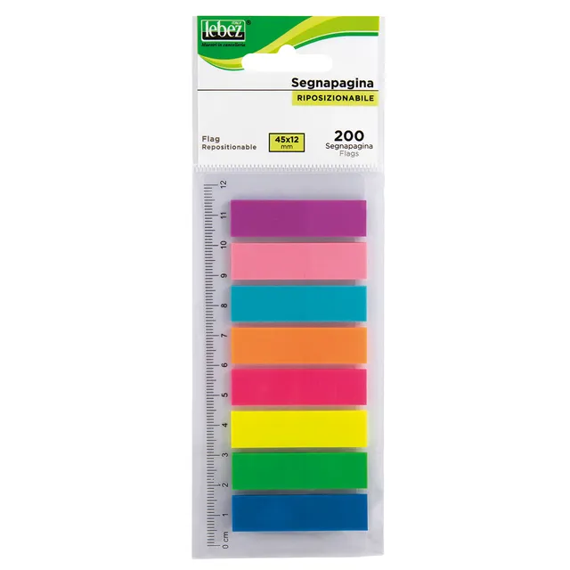 lebez-segnapagina-neon-200-pz-con-righello-42x12-mm image 1
