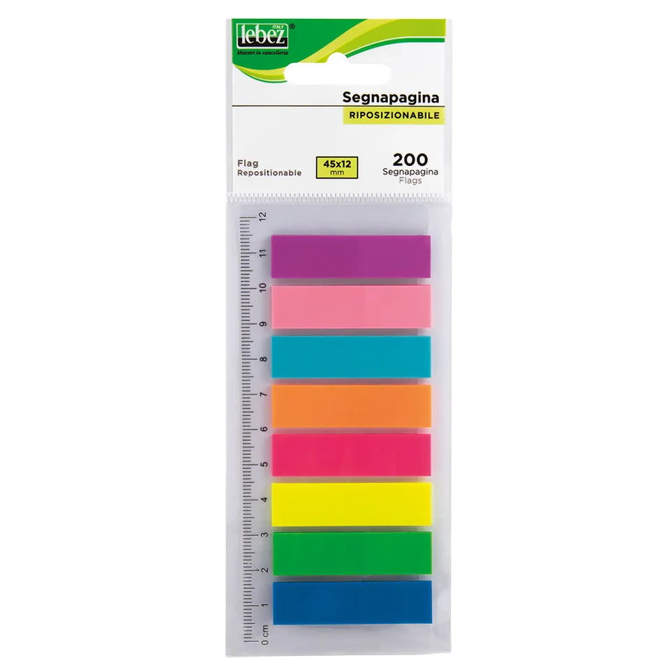 lebez-segnapagina-neon-200-pz-con-righello-42x12-mm image 1