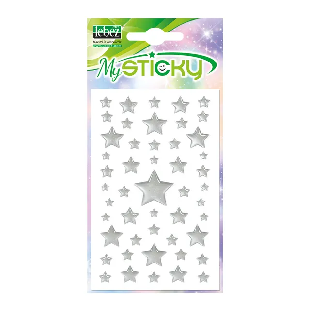 lebez-star-stickers-stelline-adesive-argento-gommate-in-blister image 1