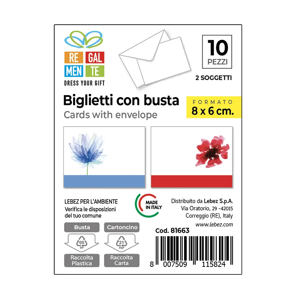 lebez-biglietti-augurali-fantasia-8x6-cm-confezione-10-pezzi-2-soggetti-con-bust image 1