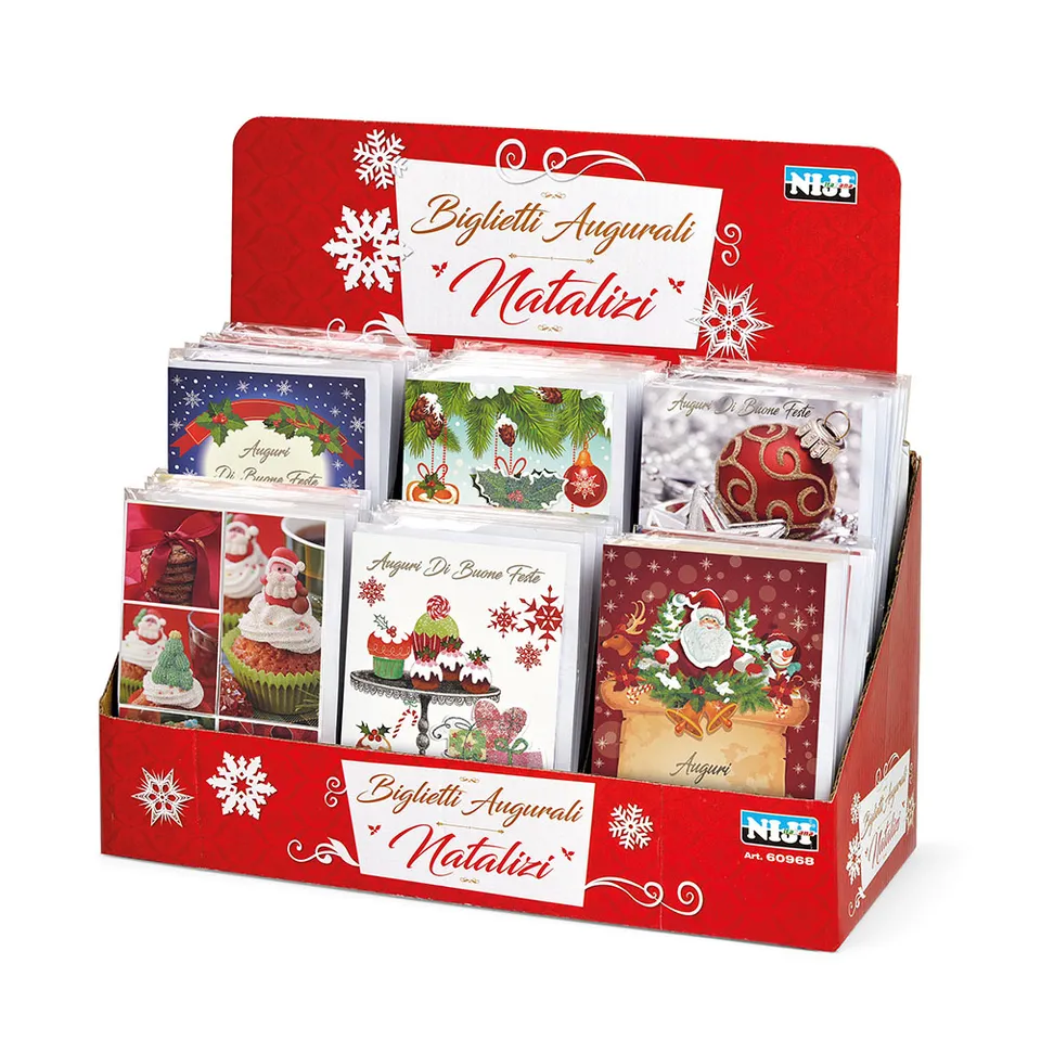 regalmente-biglietti-natale-glitterati-con-busta-espositore-60-pezzi image 1