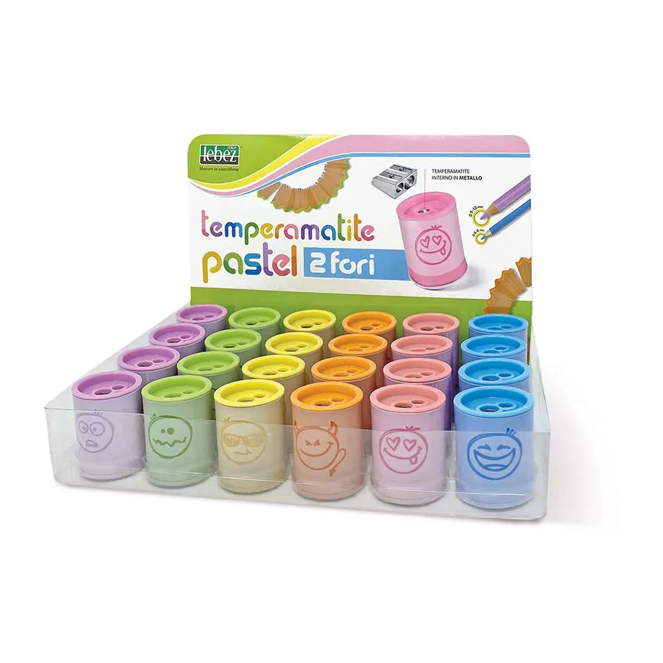 lebez-pastel-temperamatite-2-fori-in-metallo-con-serbatoio image 1